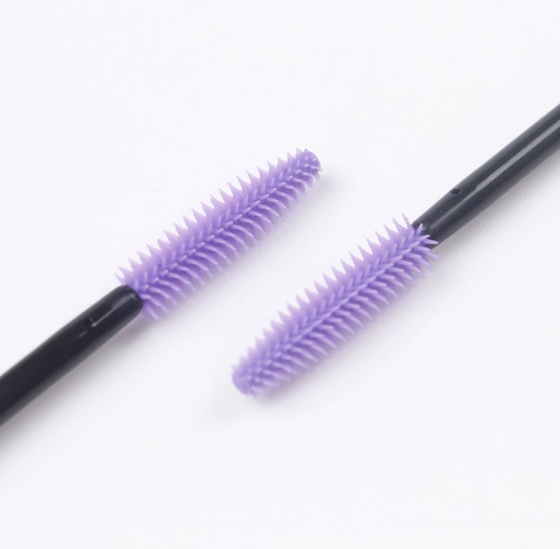 BIHRTC Pack of 100 One-Off Disposable Silicone Eyelash Mascara Brushes Wands Applicator Eyebrow Brush Makeup Tool Kit Set (Tower Shape - Black+Purple) - Image 5